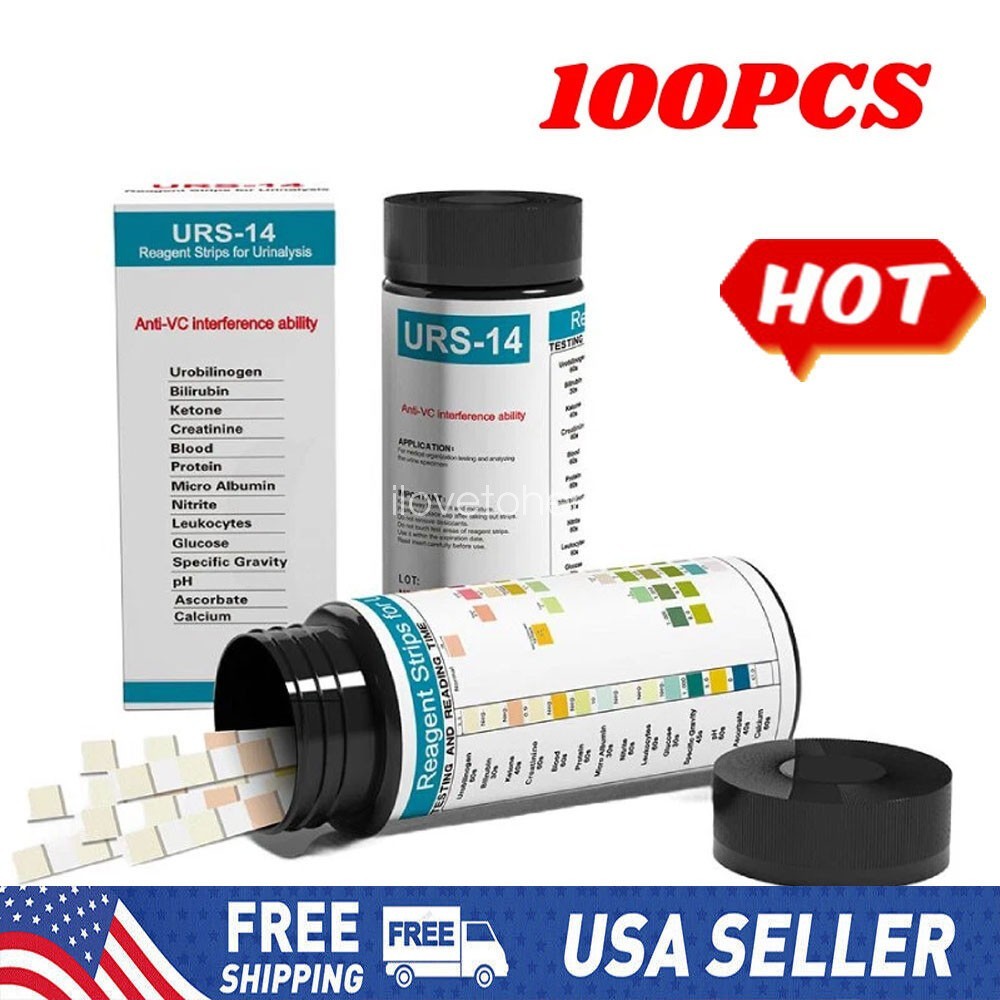 Convenient 100pcs URS-14 Urinalysis Reagent Test 14 Parameters Urine test Strip