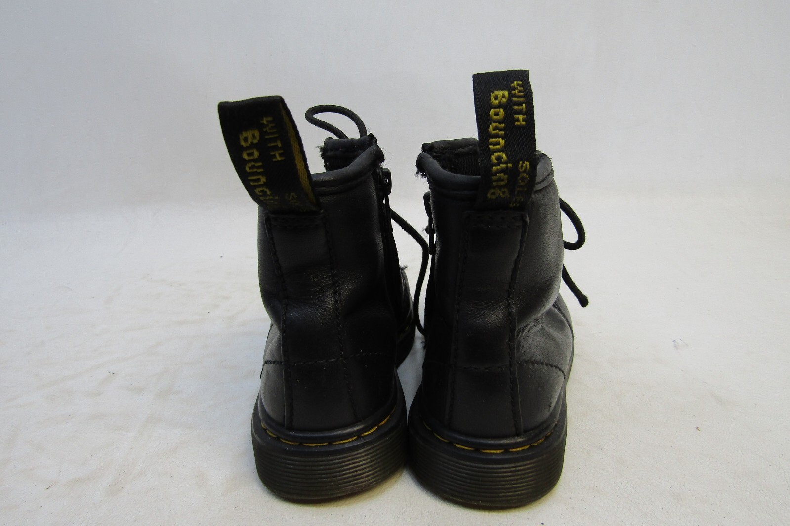 Dr. Martens Little Kids Youth Sz 9 Black Leather Lace Up Zip 8 Eye Ankle Boots