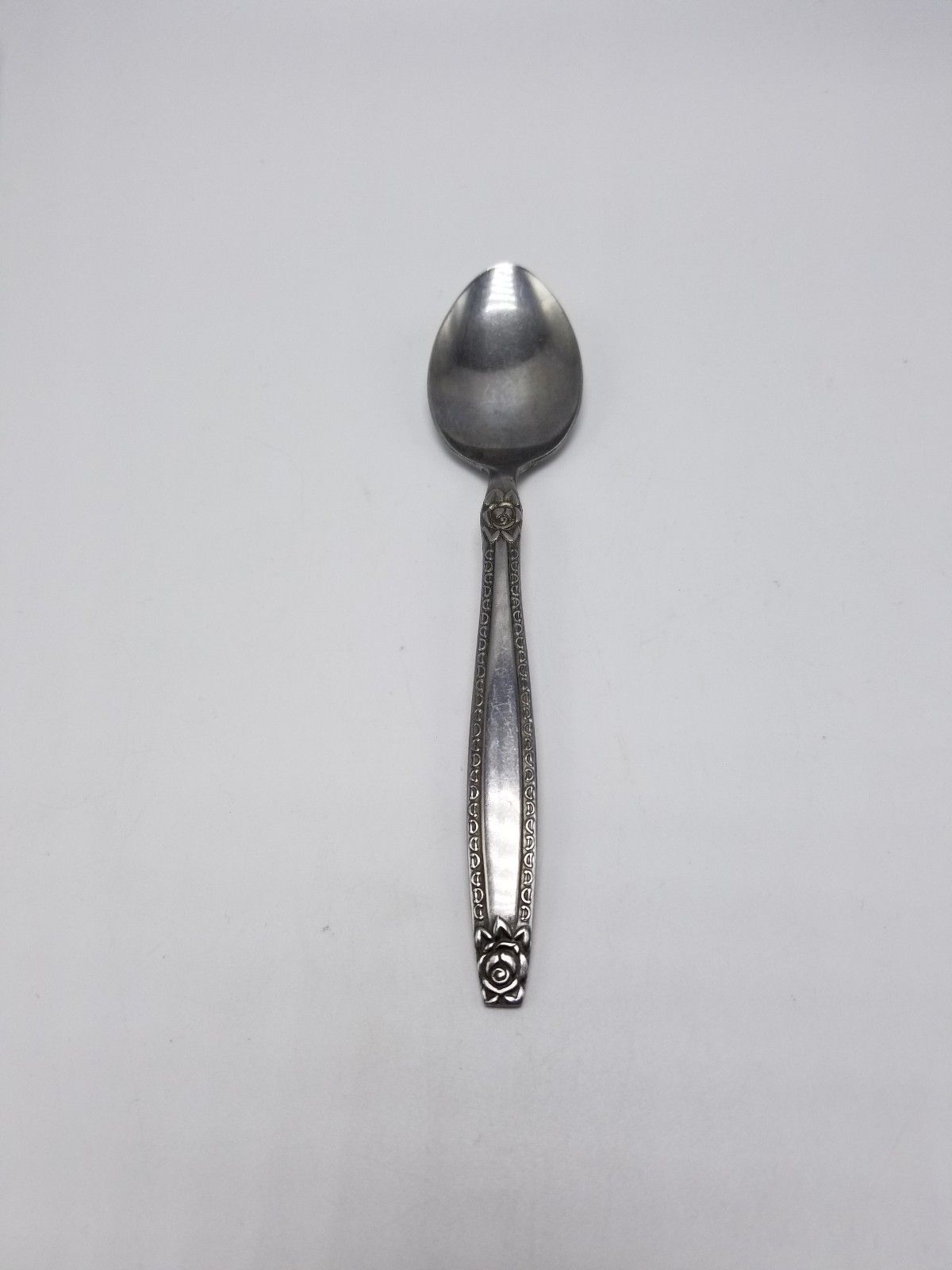 Nasco 'Rose Border" 6 3/8 Inch Stainless Teaspoon (National Stainless)