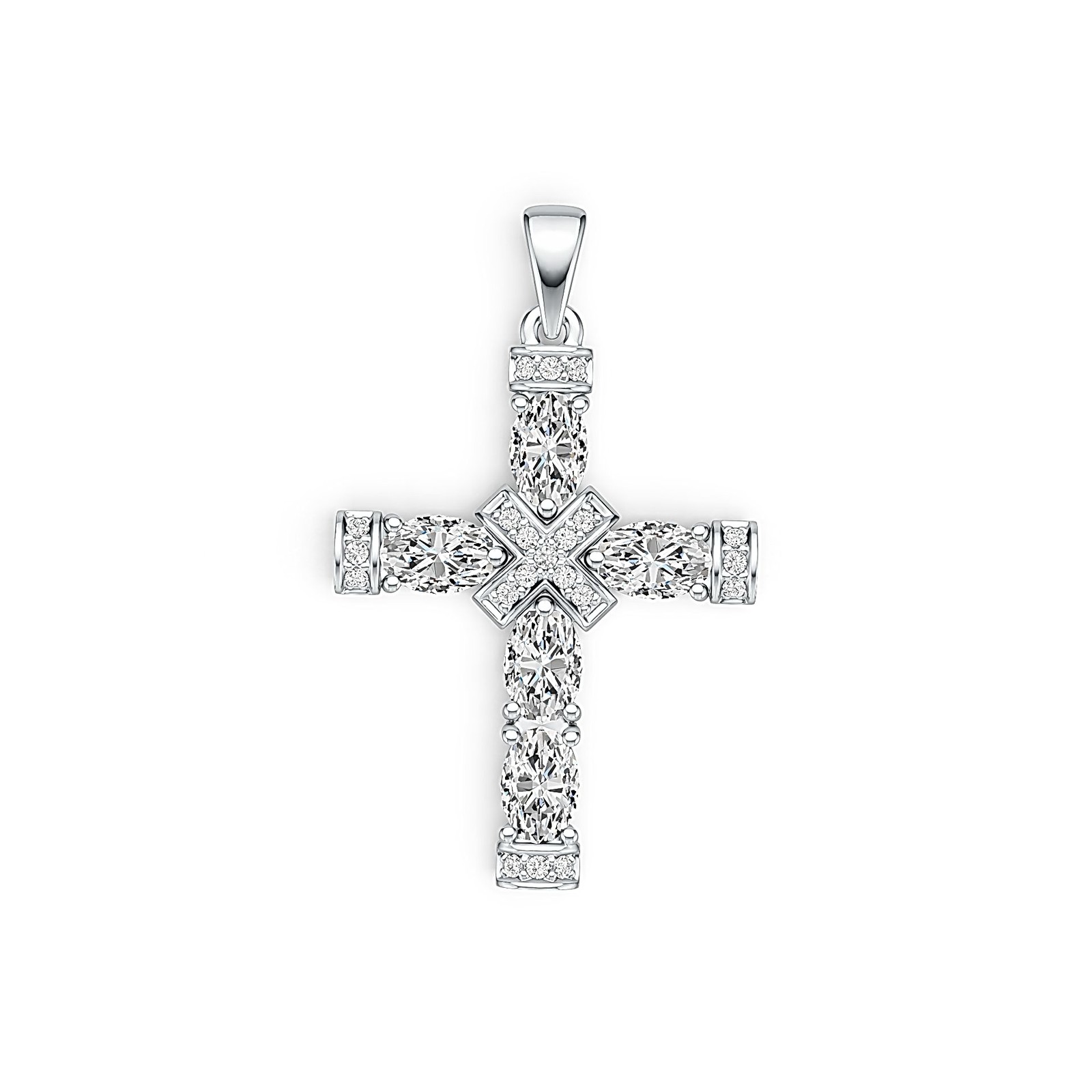Sterling Silver Semi Mount Pendant Setting Oval OV 6X4mm Cross Theme