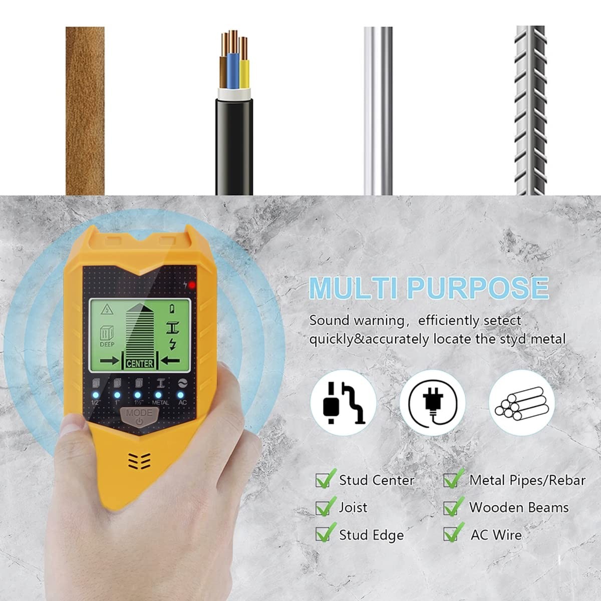 Stud Finder Wall Scanner, 5 in 1 Electronic Stud Sensor, Metal Detector Wall ...