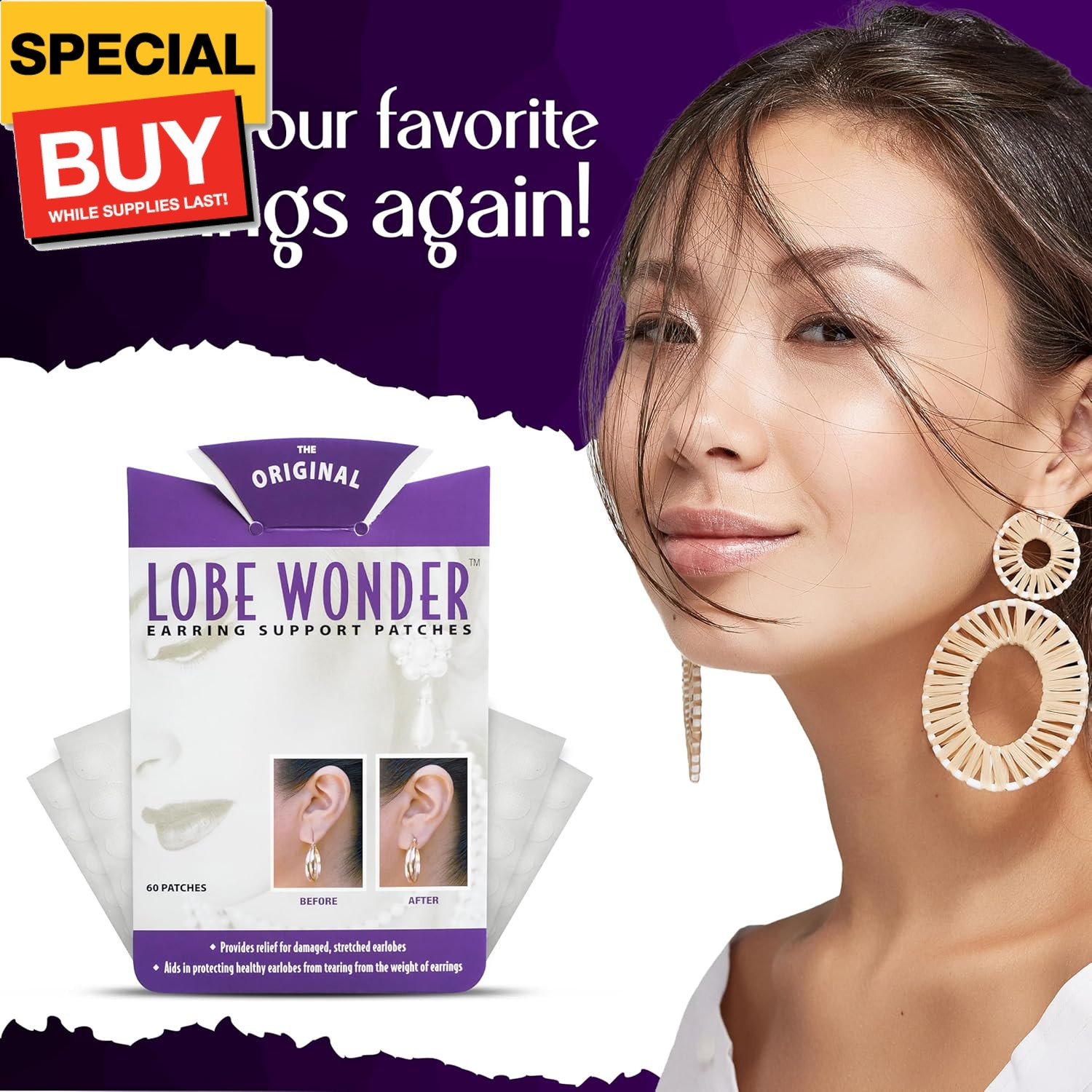 - the ORIGINAL Ear Lobe Support Patch for Pierced Ears - Eliminates
