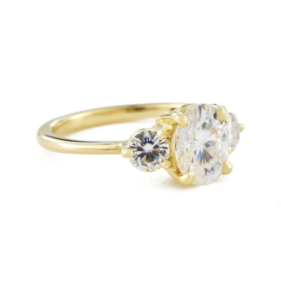 3.50 Ct Round Cut White Diamond Lab-Created Engagement Ring 14K Yellow Gold Over