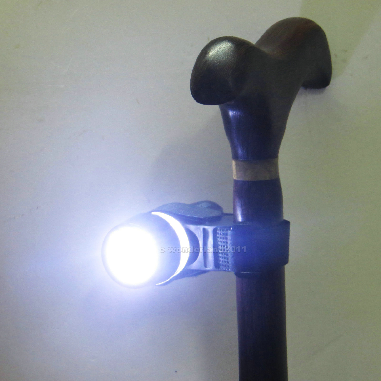 Walking Stick Cane Strap Handle Black LED Light Adjustable fixed