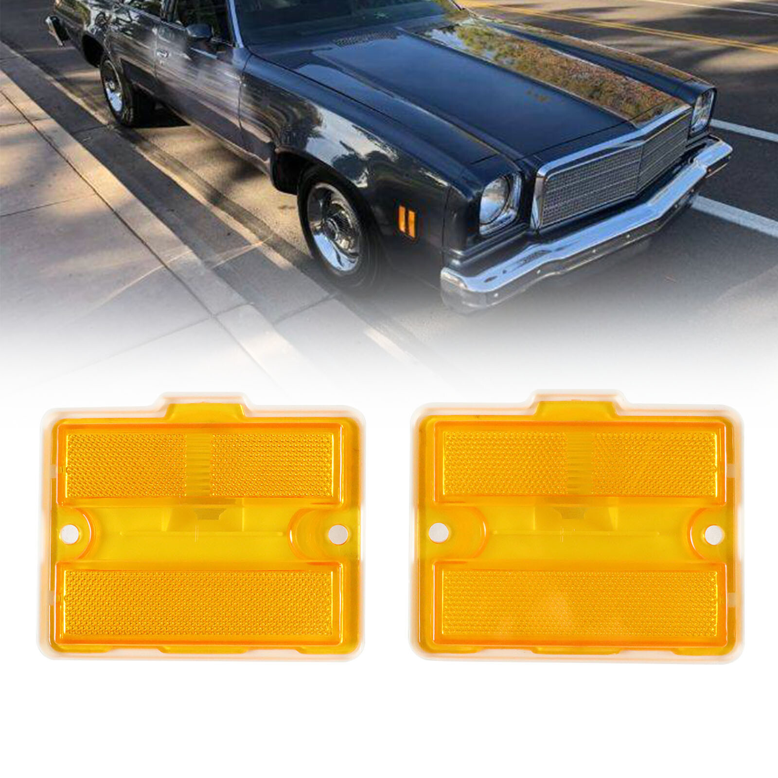 2PCS Front Side Marker Light Lens Assembly For 1973-1977 Sprint El Camino Malibu
