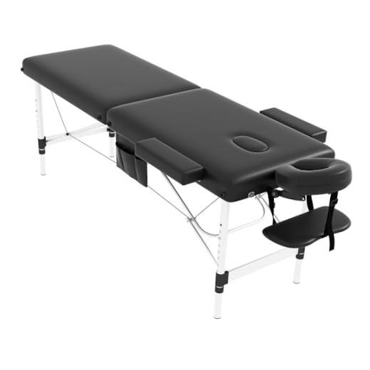 Massage Table Massage Bed Portable, 26 LBs Light Weight 2 Black (Aluminum Leg)