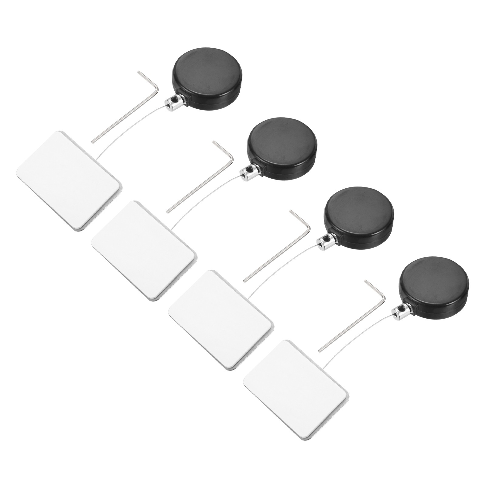 4PCS 1.8ft Retractable Cable Security Lock with Square Patch Wrench, Black
