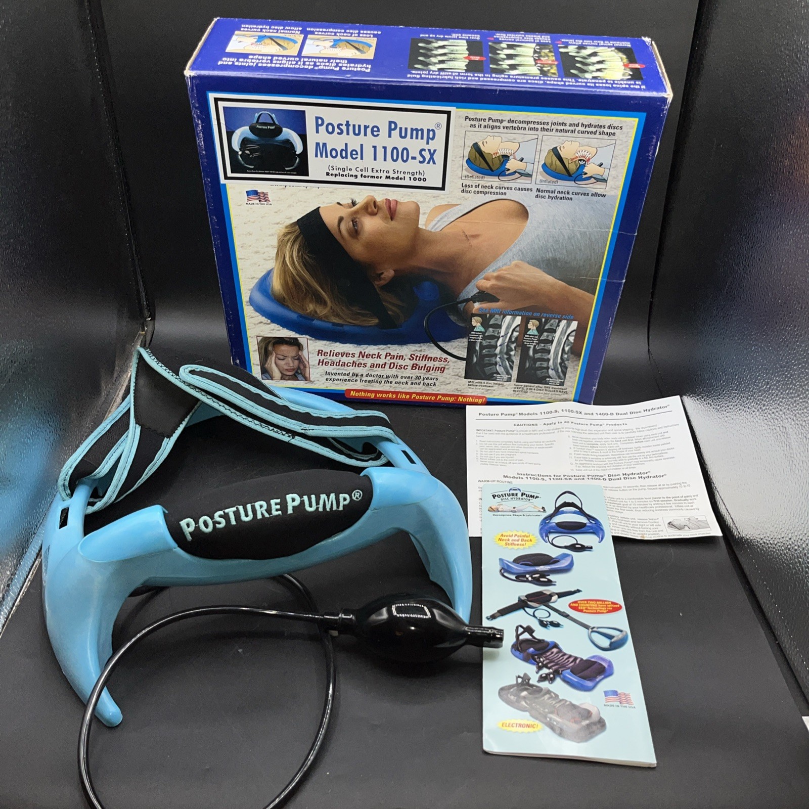 Posture Pump Professional Model 1100-SX Neck Exerciser Cervical Disc USA Made