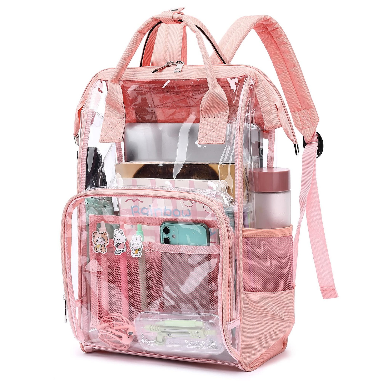 Heavy Duty Clear Backpack for Men Women, School Bag Bookbag PVC Plastic Trans...