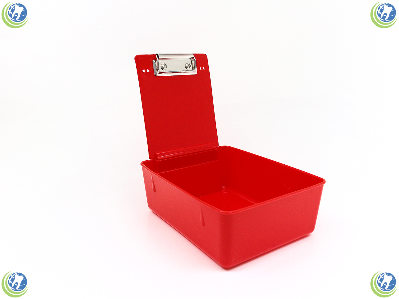 NEW DENTAL LABORATORY WORKING CASE PLASTIC PAN TRAY WITH CLIP HOLDER - RED