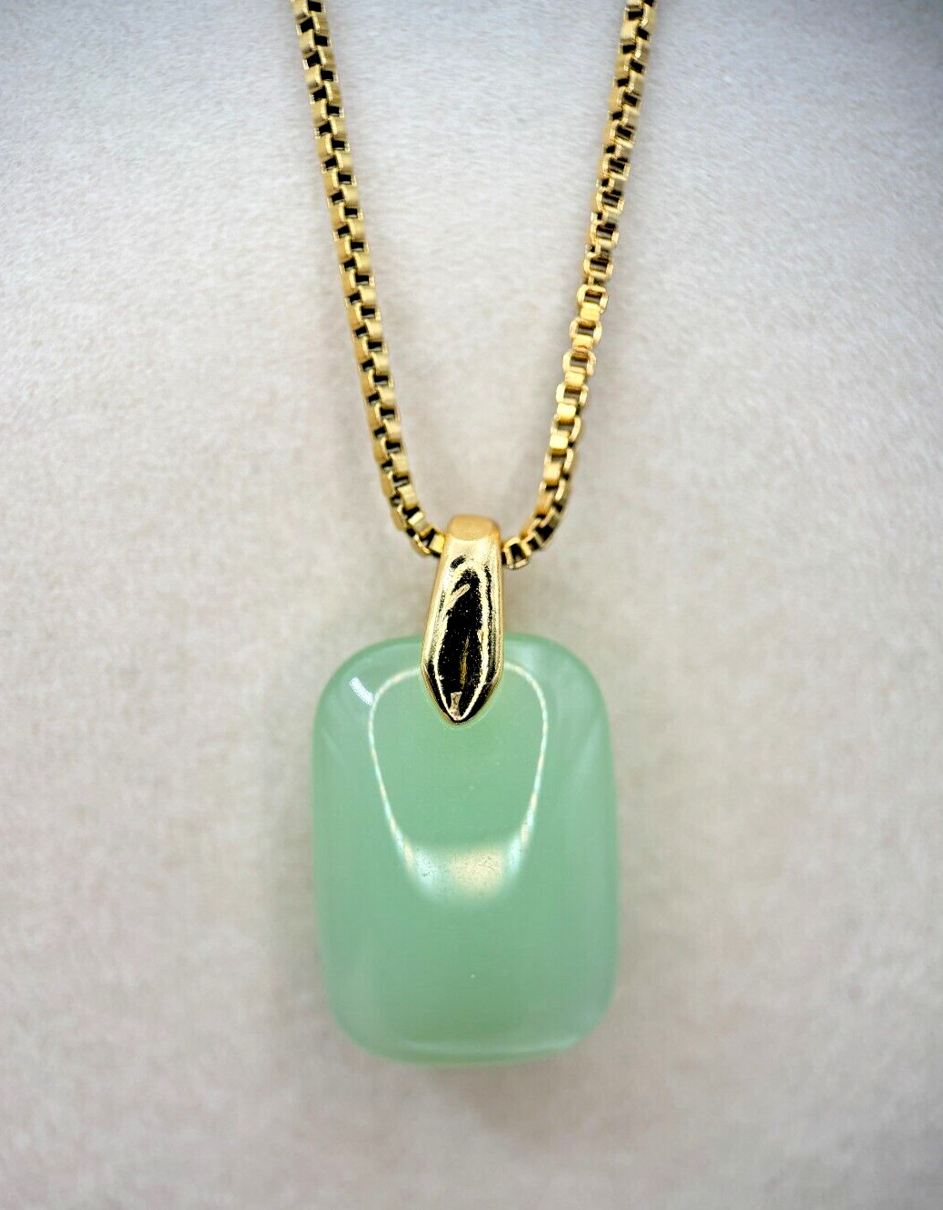 Fifth Ave Gold Rhinestone Green Jade Pendant Necklace