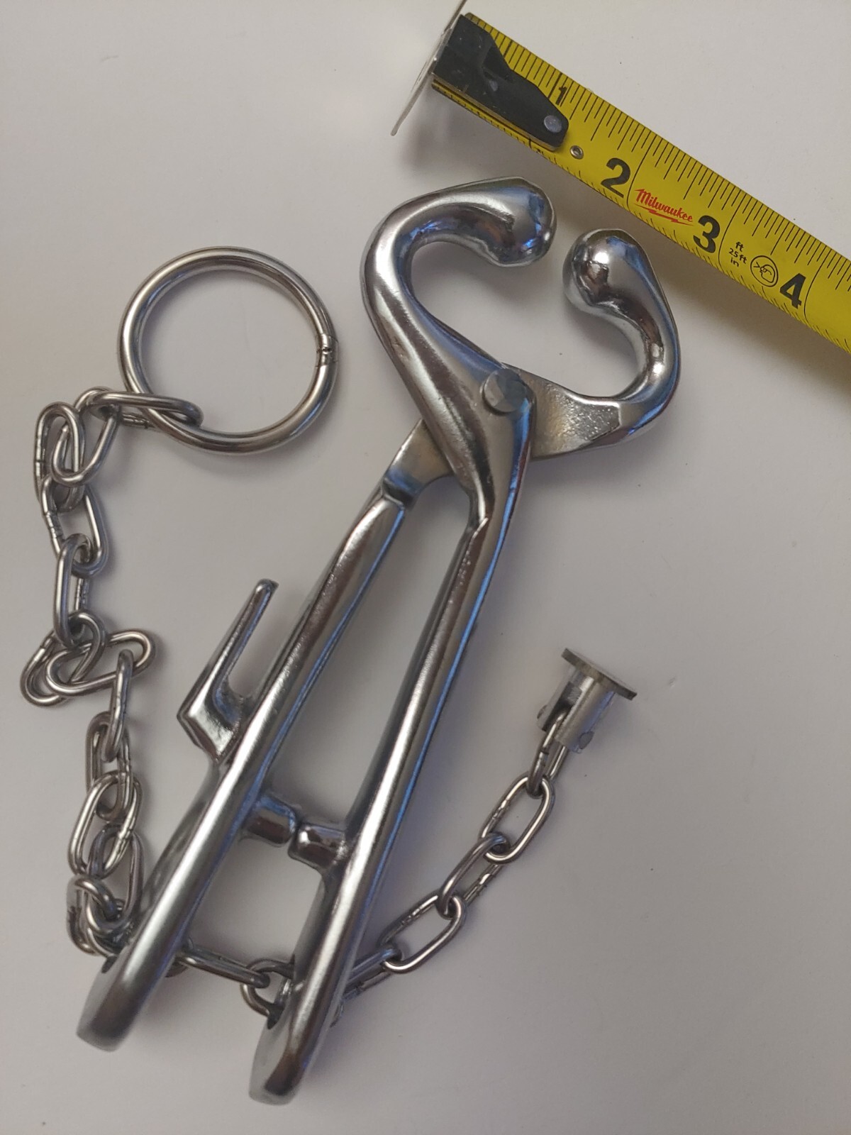 Veterinarian Stainless Steel Cow Nose Pliers Bull Cattle Clip W/Chain Pull DEAL!