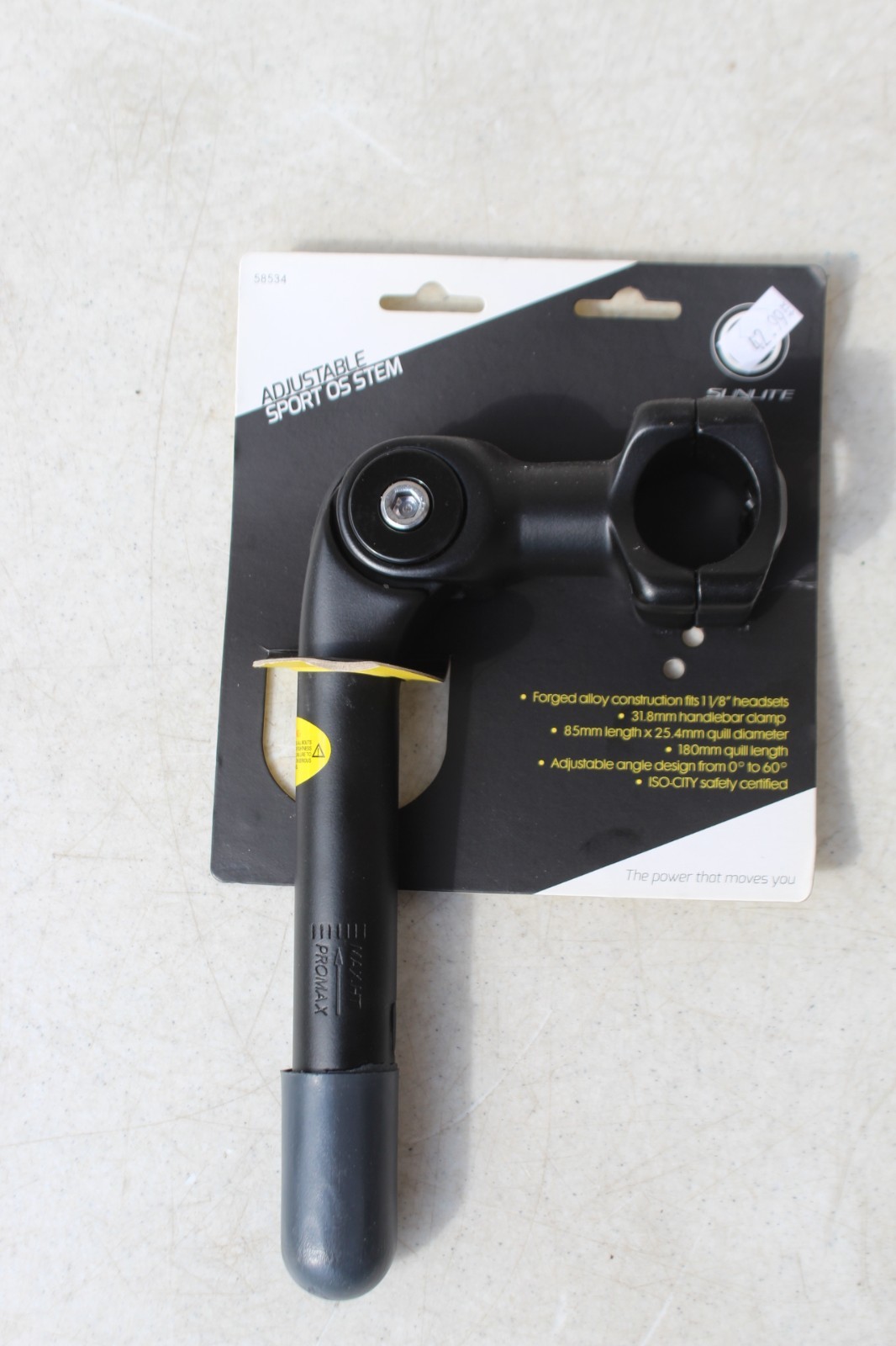 Sunlite Adjustable Sport Stem Stem Mtb Adj Sport 31.8 x 85 x180x25.4 BLACK 58534