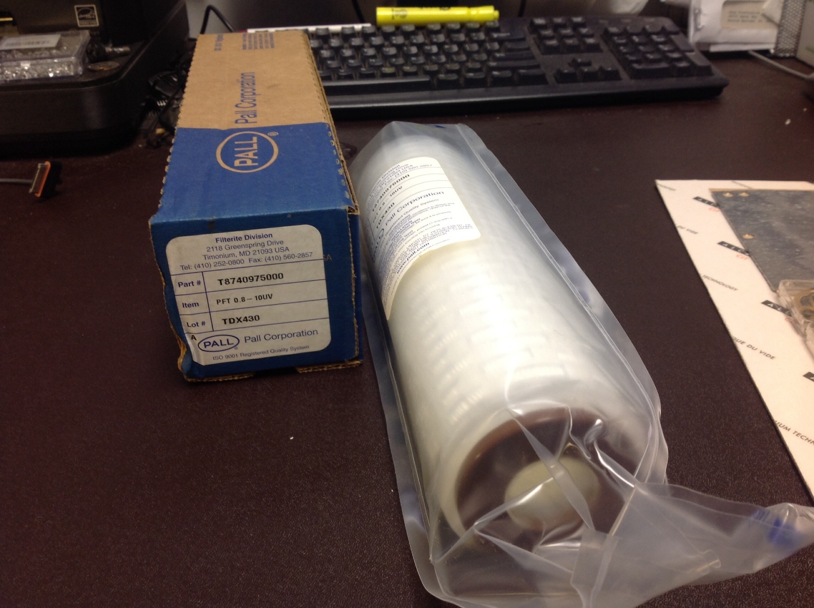 PALL FILTER T8740975000 POLY-FINE II SERIES CARTRIDGE PFT0.8-10UV NEW NOS $89