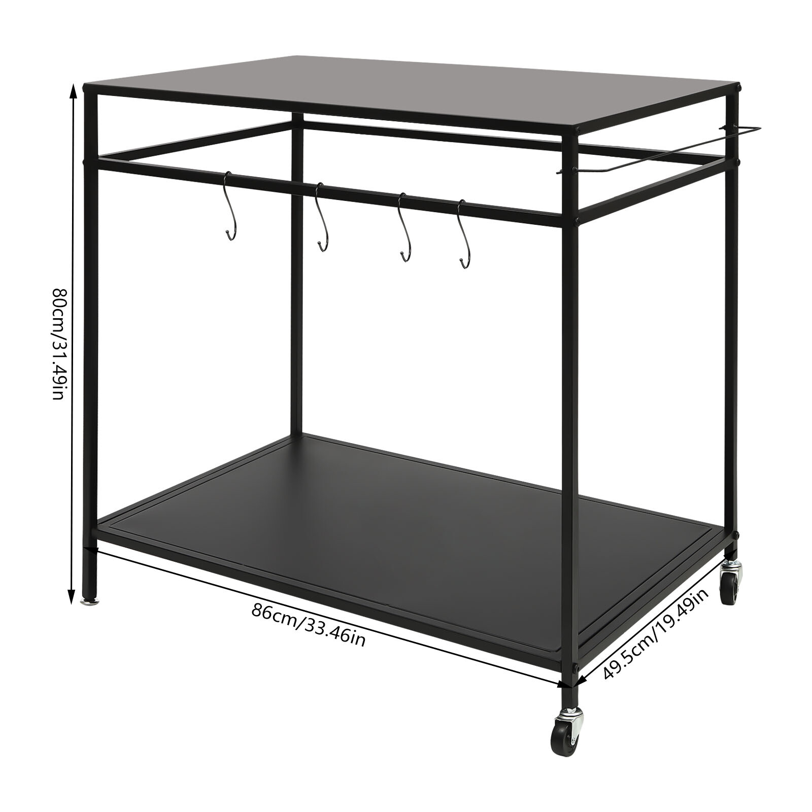 Kitchen BBQ Food Prep Work Cart Table Stand Mobile Storage Rack Grid Panel 2Tier