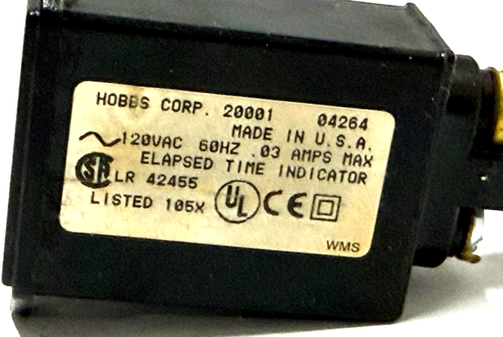 Hobbs 20001 Hours Meter Elapsed Time Indicator new