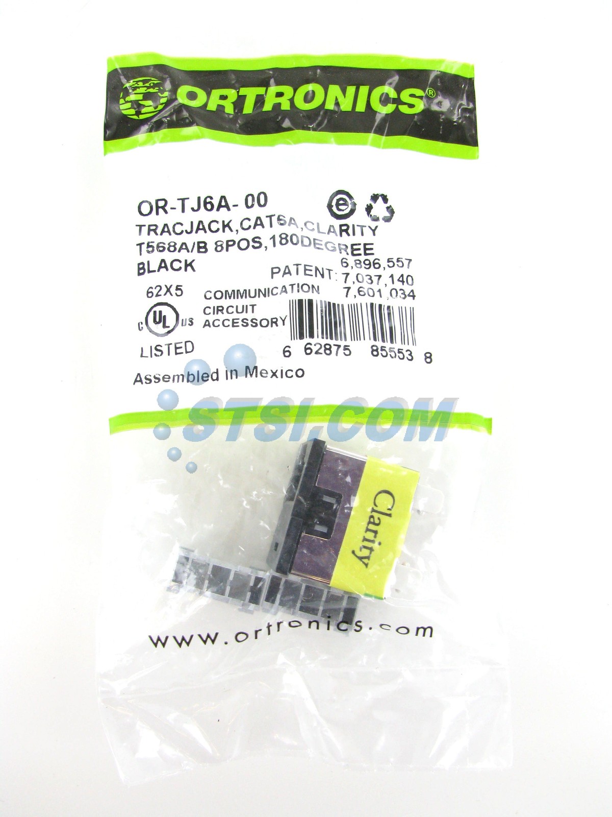 Ortronics OR-TJ6A-00 Clarity TracJack Cat6a Jack, Black ~STSI