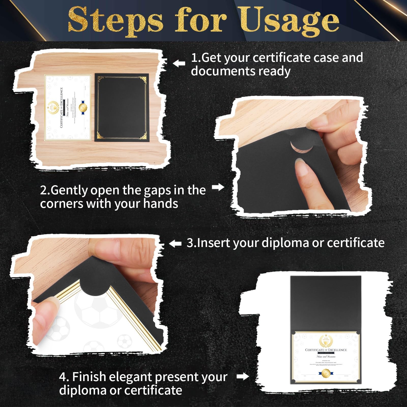 10 Packs Certificate Holders, Black Certificate Covers, Diploma Holders, Cert...