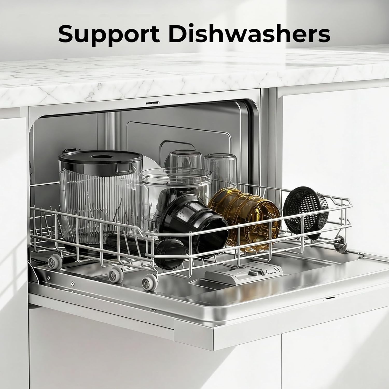 High-Performance Cold Press Juicer with Auto-Reversing & Dishwasher Safe Design