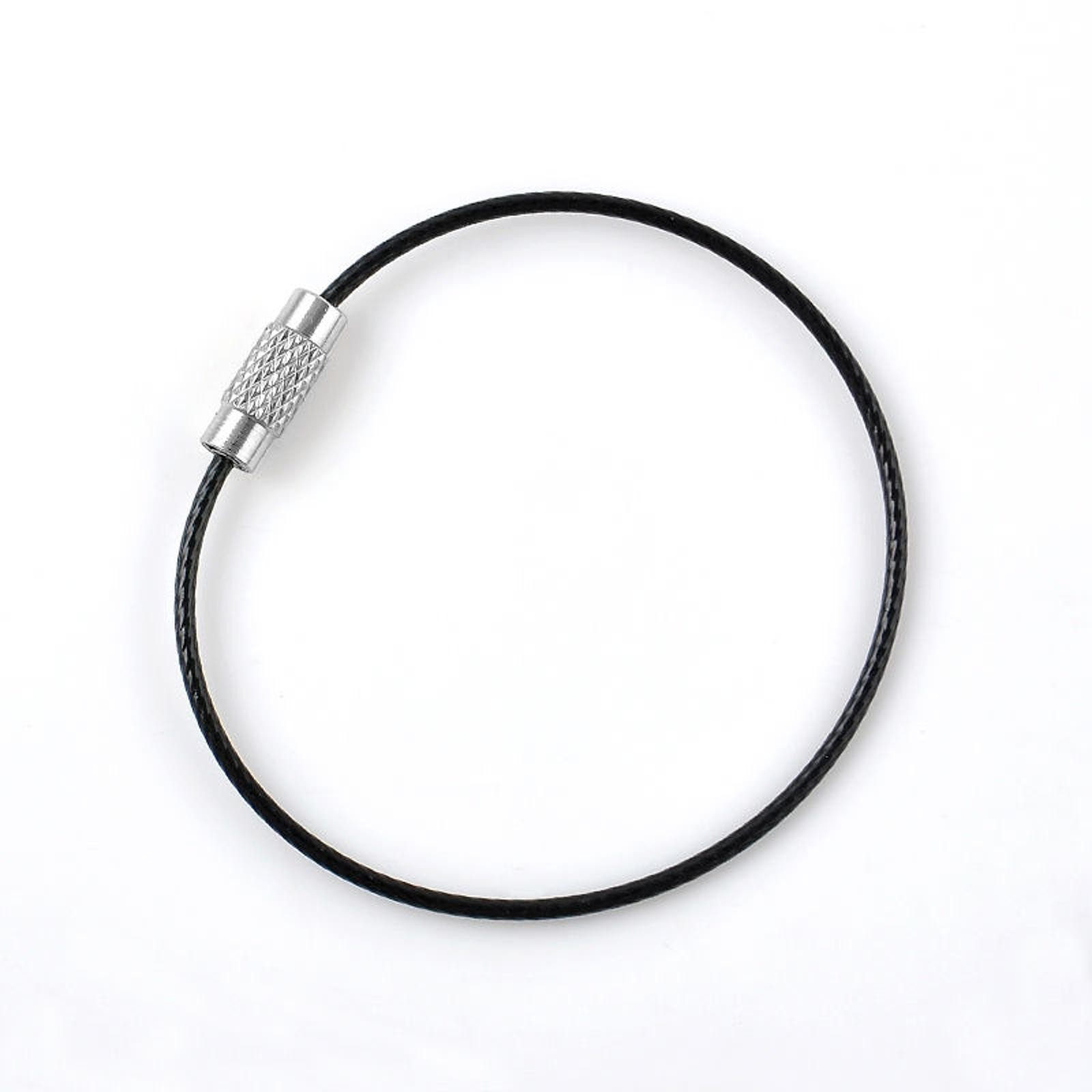 20* 1.5mm Screw Locking Wire Keychain Cable Rope Key Holder Keyring Chain Ring D