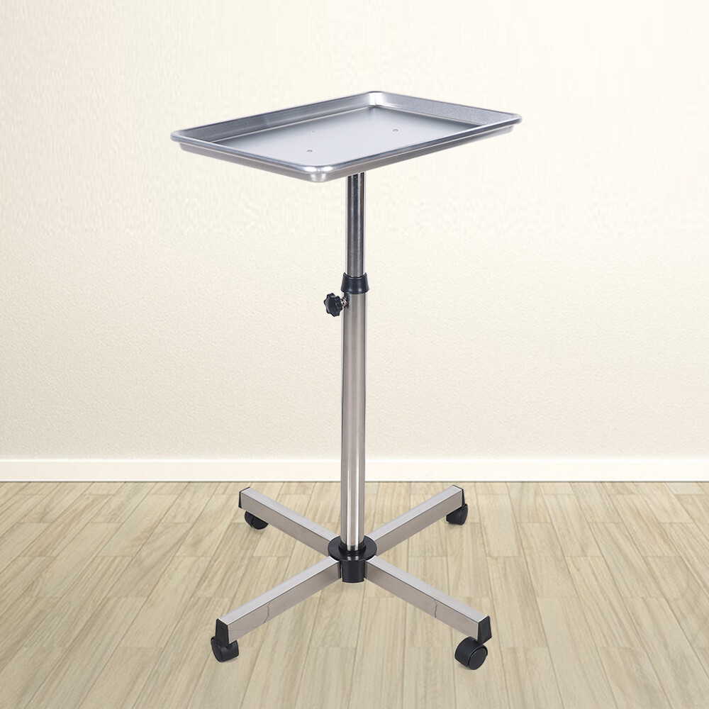 Stand Medical Trolley Mobile Rolling Cart Aluminium Alloy Tray for Salon Tattoo