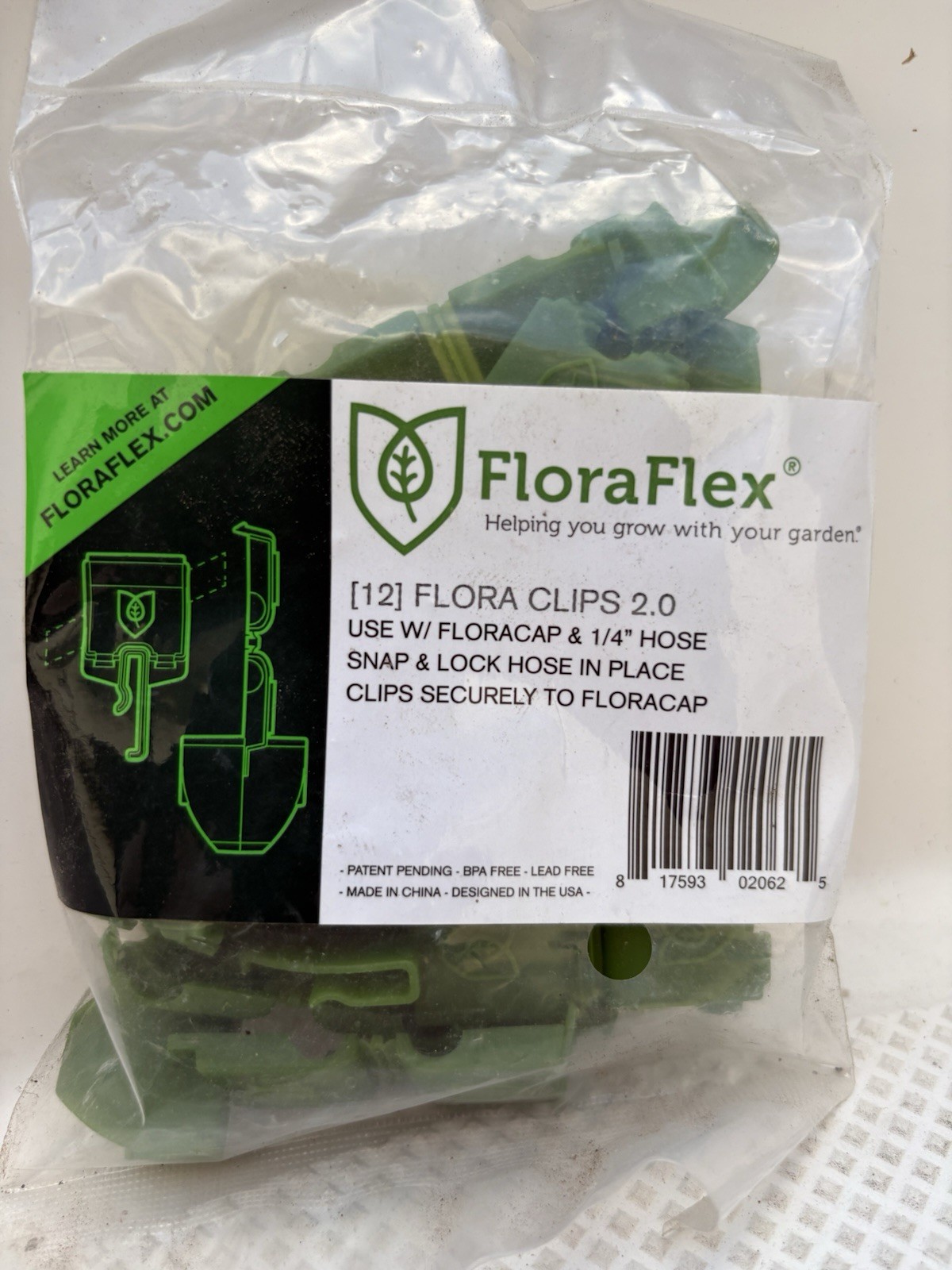 FloraFlex Flora Clips 2.0 12 Pack Snap & Lock Hose Clips for Floracap 1/4" Hose