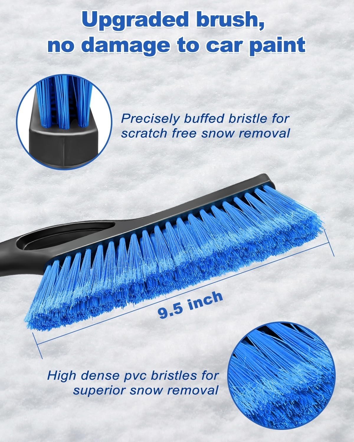 37'' Snow Brush and Ice Scraper for Car Windshield, Aluminum Extendable Snow