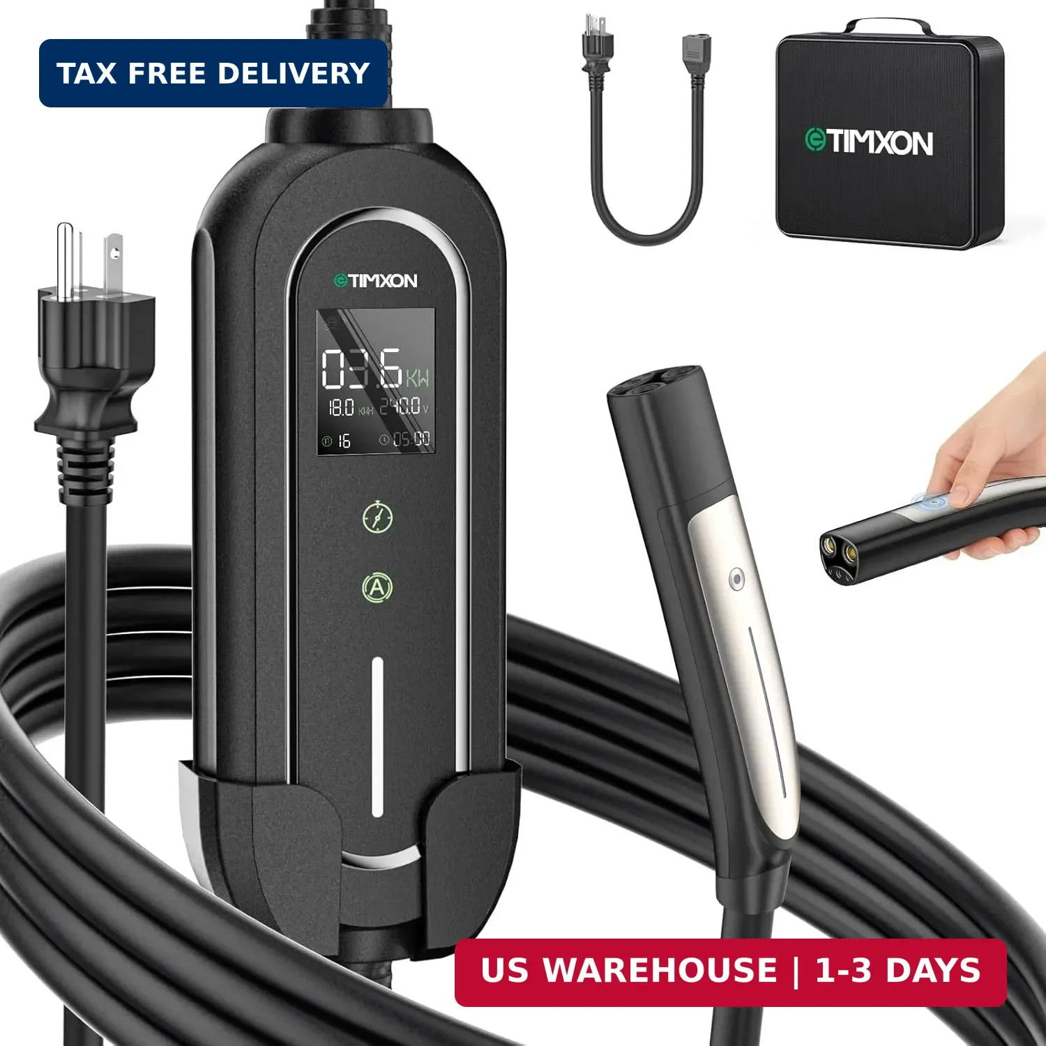 Level 2 & Level 1 EV Charger for Tesla Mobile Charging,16A,ETL Certified with 25