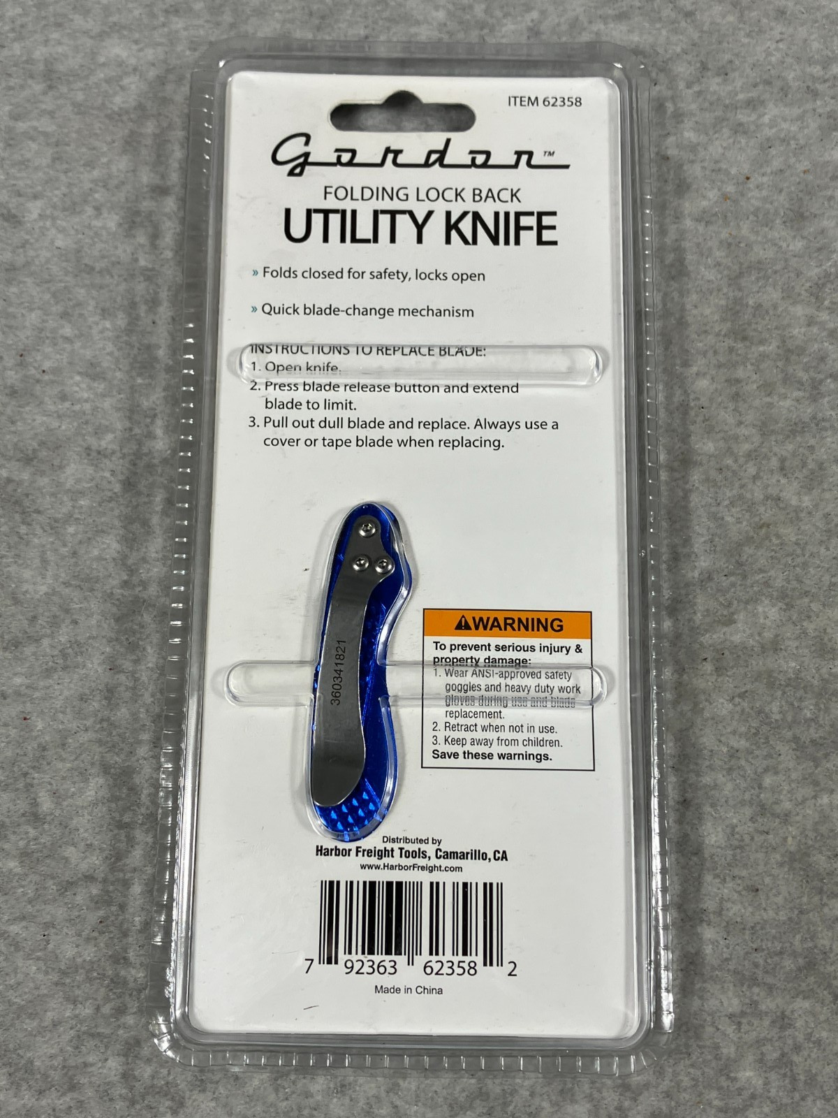 New Gordon Folding Lock Back Utility Knife Quick Easy One Hand Operation