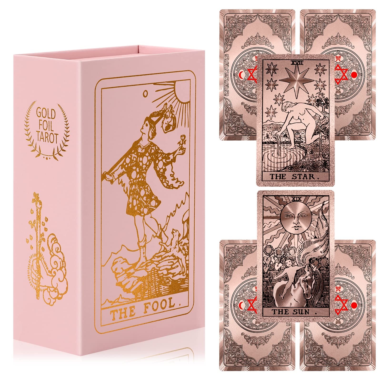 LYINGFISH Tarot Cards for Beginners Waterproof Small, Rose Gold