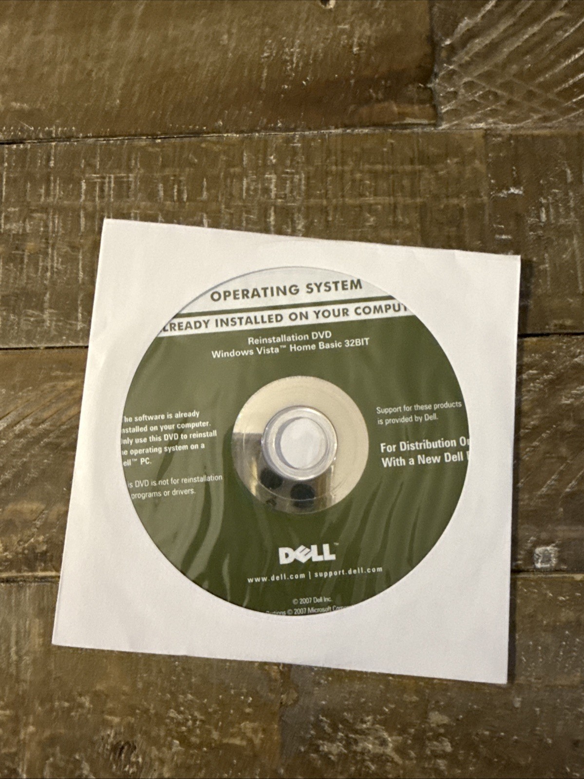 Dell Operating System Windows Vista Home Basic Software PC Cd Rom
