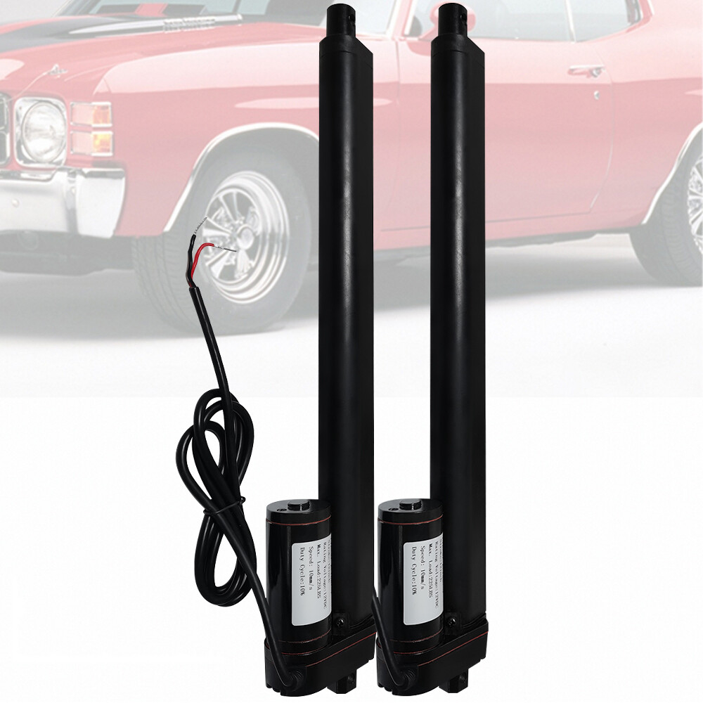 2Pcs HD Black Linear Actuator 12" inch Stroke 225 Lb Pound Max Lift 12V Volt