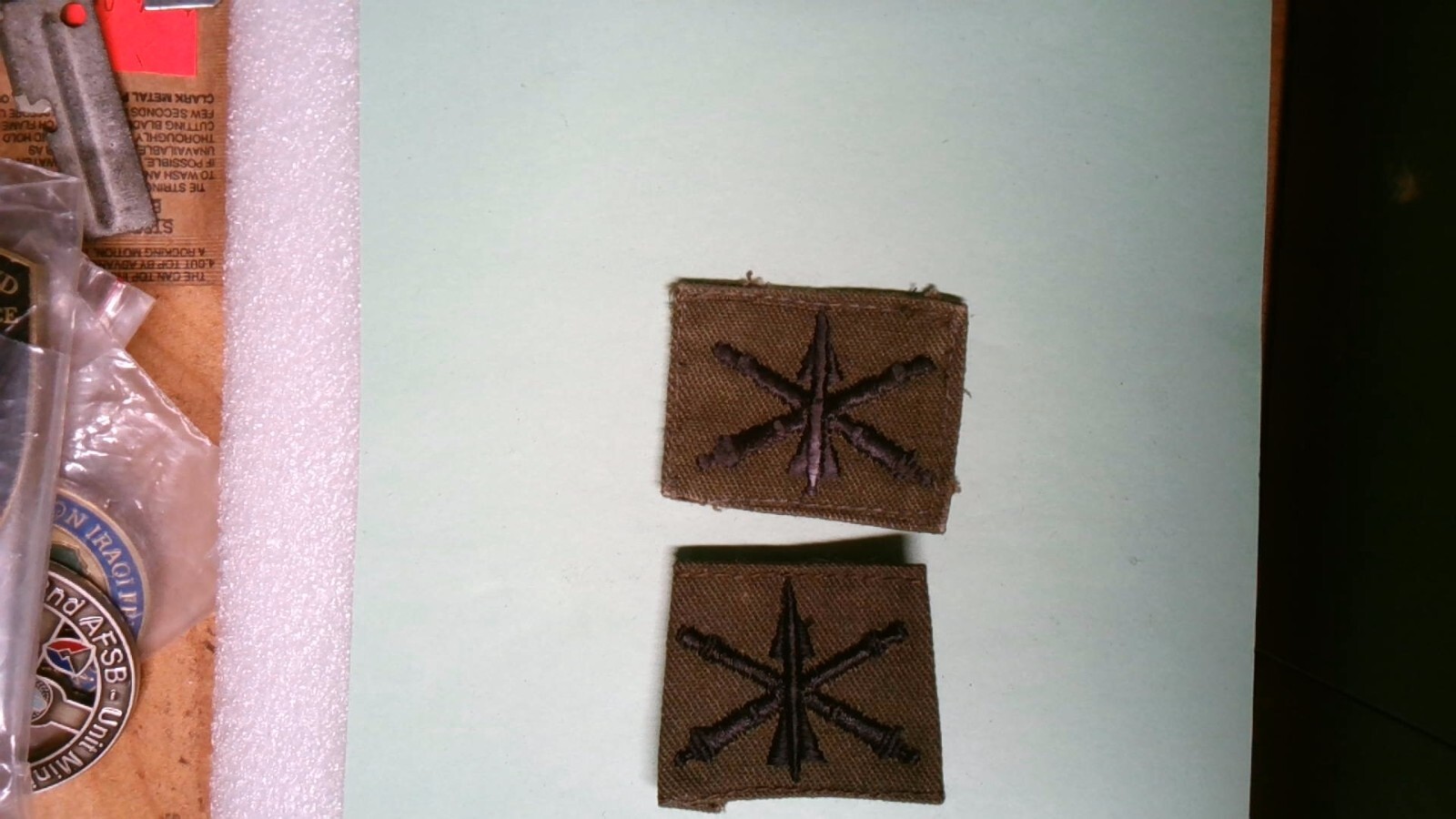 MILITARY PATCH SET OF 2 OLDER OD GREEN PULLED OFF UNIFORMS AIR DEFENSE CORPS