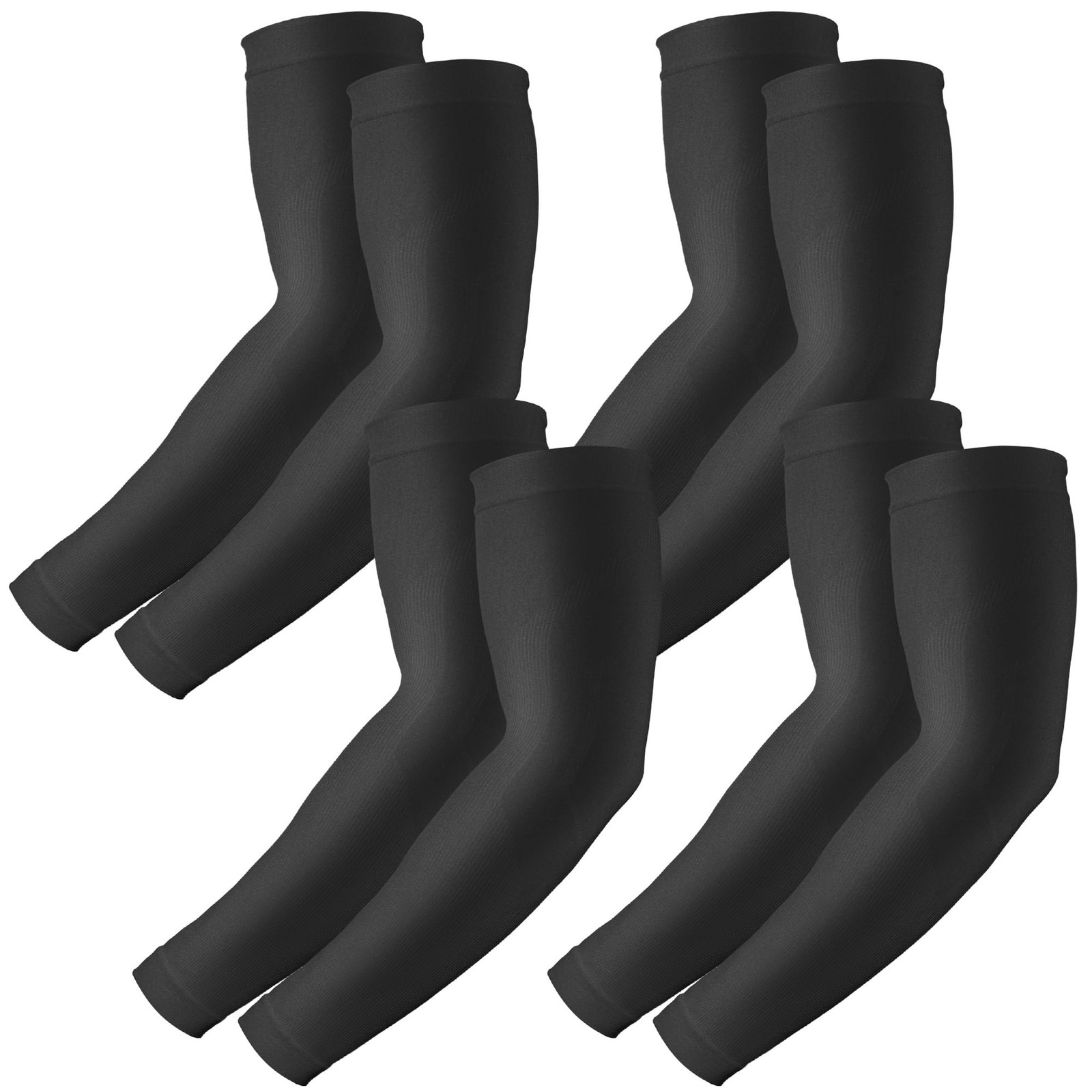 RHsia 4 Pairs UV Sun Protection Arm Sleeves for Men One Size, 4 Black