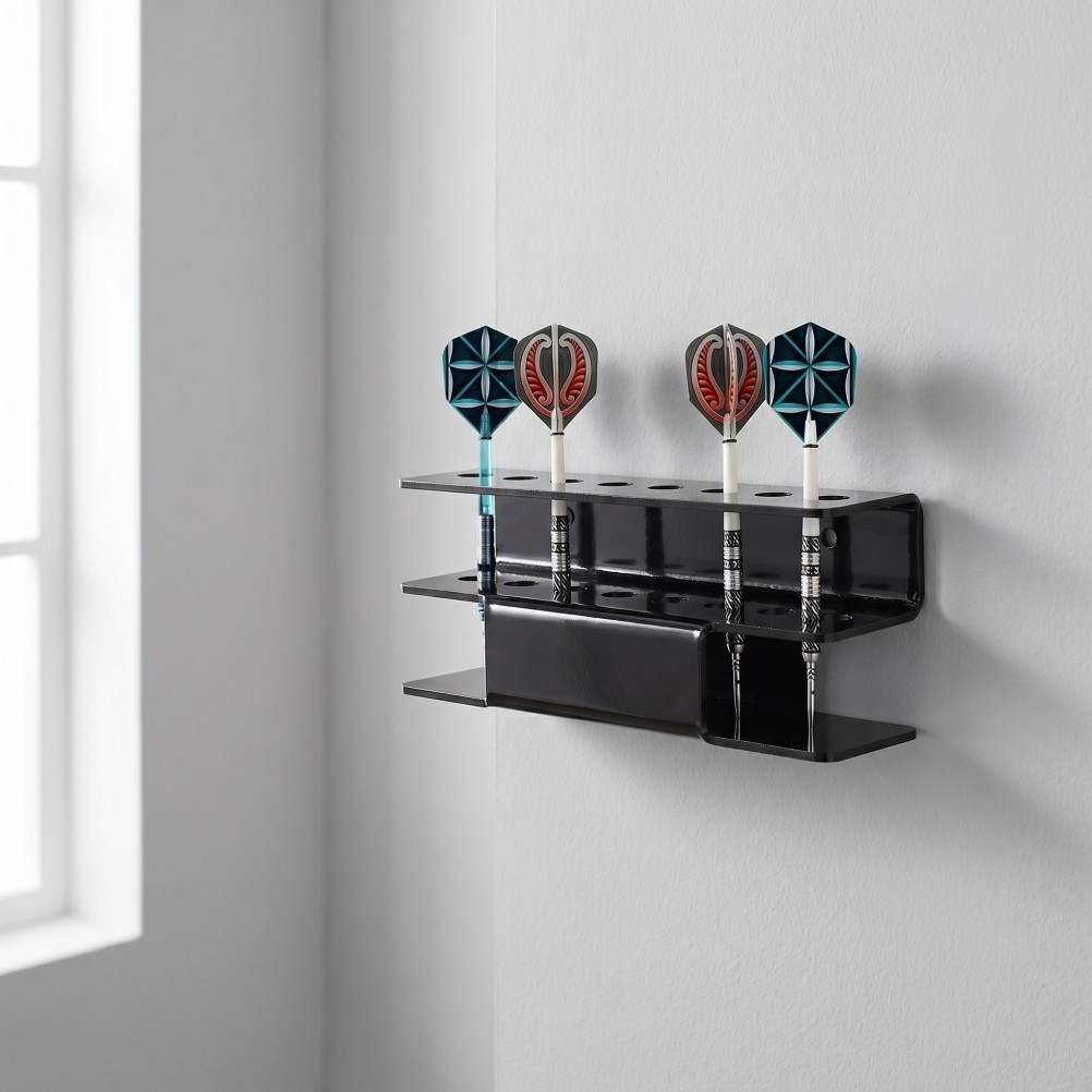 2Pcs Durable Black Acrylic Dart Wall Rack Space Saving Dart Storage