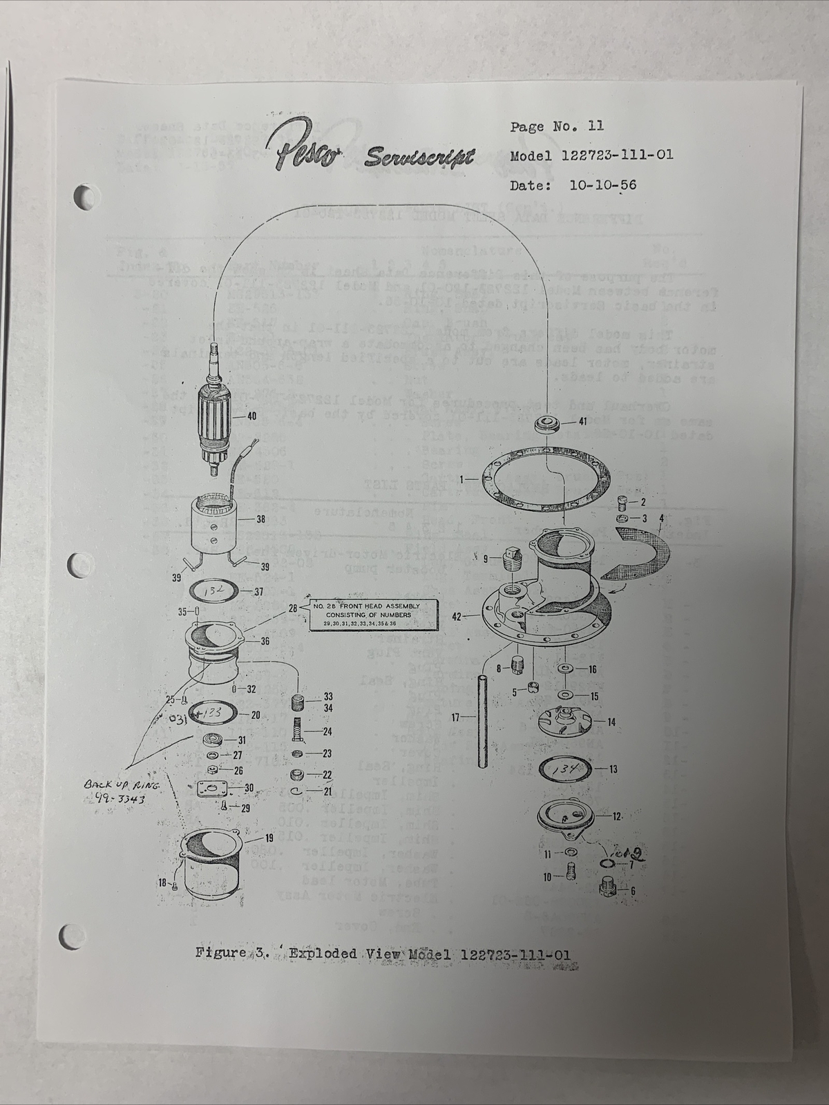 Pesco Servicescript Model 122723-111-01 Dated 10-10-56 - Copy