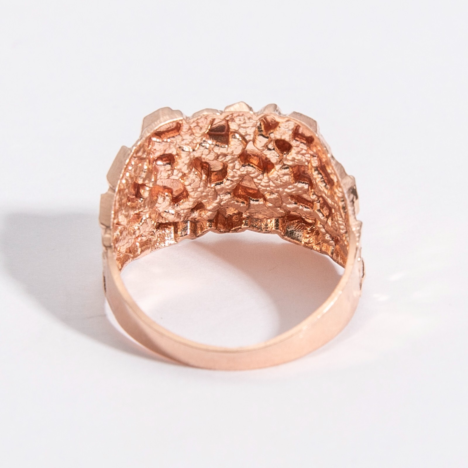 SOLID 14K Gold Large Square Nugget Ring Yellow White Rose Gold