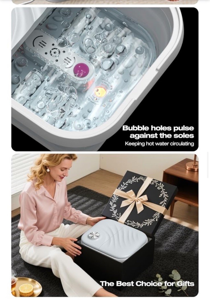 mother’s day Pedicure Foot Spa with Bubbles Temperature Control FootSoaker Gift