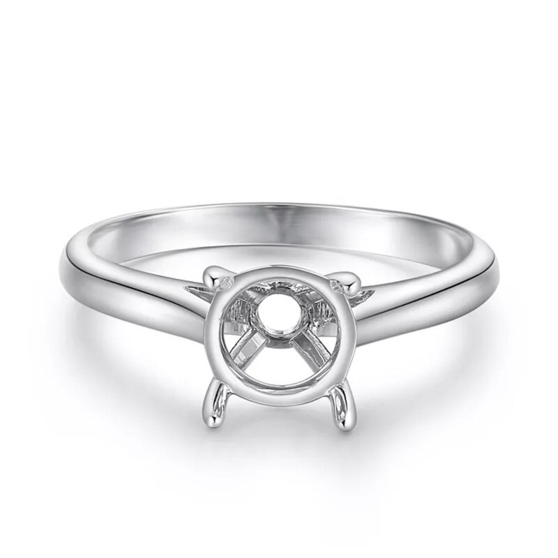 8mm Round Bezel Semi Mount Ring 925 Sterling Silver Minimalist Engagement Ring