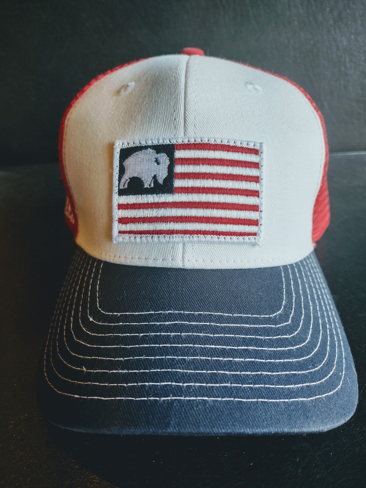 Men's BISON COOLERS Red White & Blue USA Flag Logo Hat adjustable 🦬🇺🇲