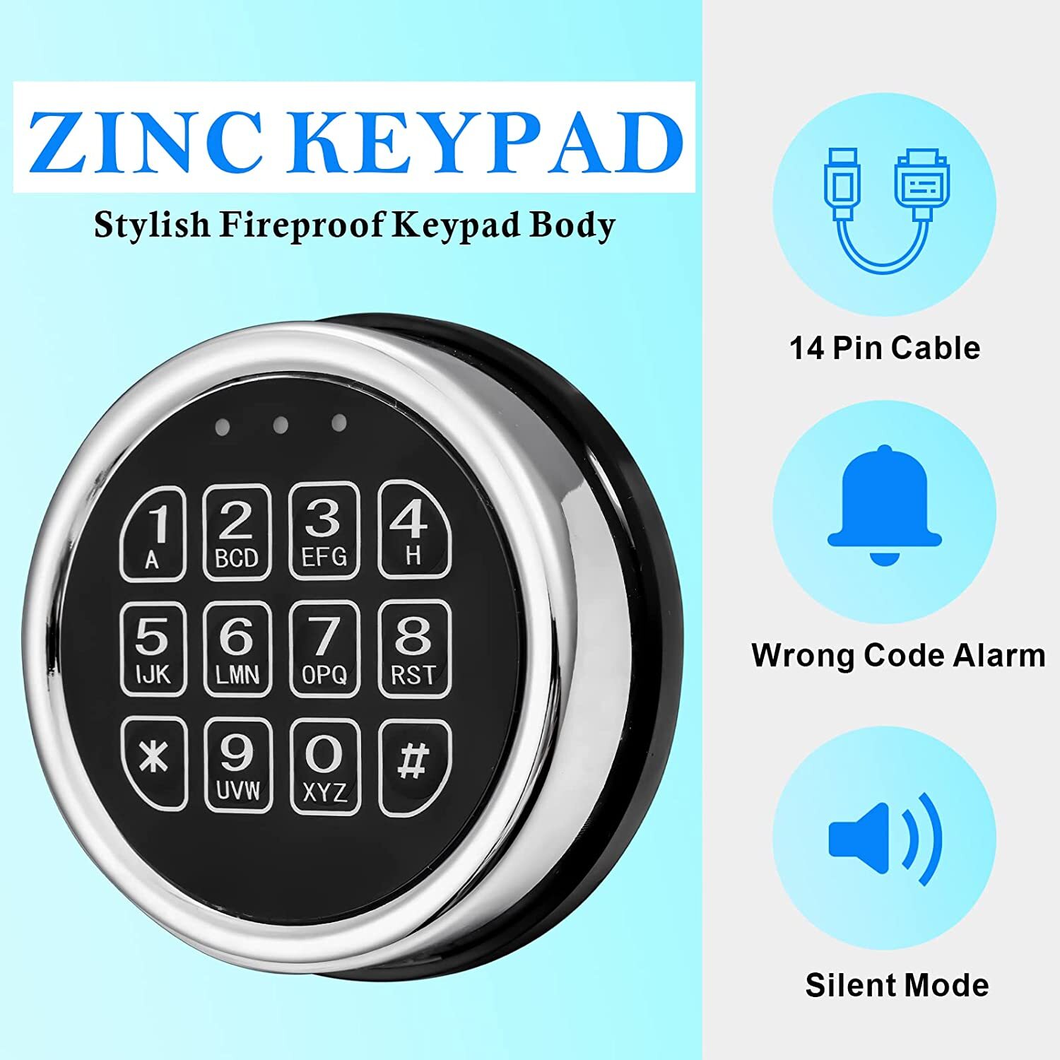 Gun Safe Lock Replacement Chrome Keypad Solenoid Safe Lock 2 Keys OPEN BOX