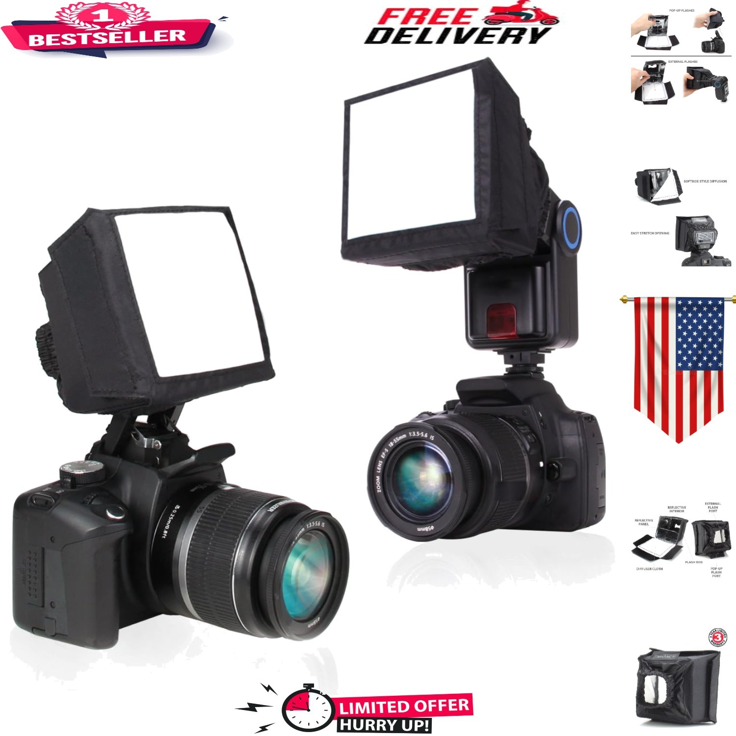 Even-Light Diffuser Softbox for Speedlite Flashes - Compact & Functional Design