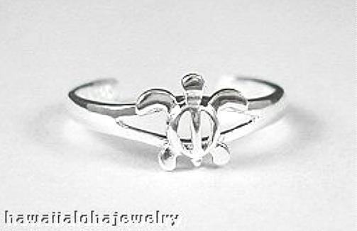 8mm Solid 925 Sterling Silver Shiny Hawaiian Petroglyph Honu Sea Turtle Toe Ring