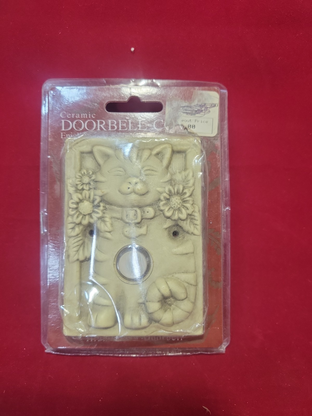 Figi Ceramic Doorbell Cover CAT & FLOWERS Illuminated Doorbell VTG 1999 NOS