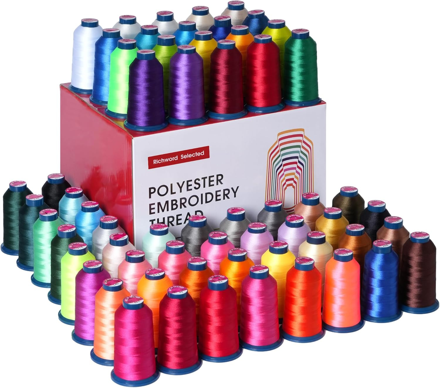 Richword 60 Colors Embroidery Machine Thread Kit 40WT Polyester 4000M Spools