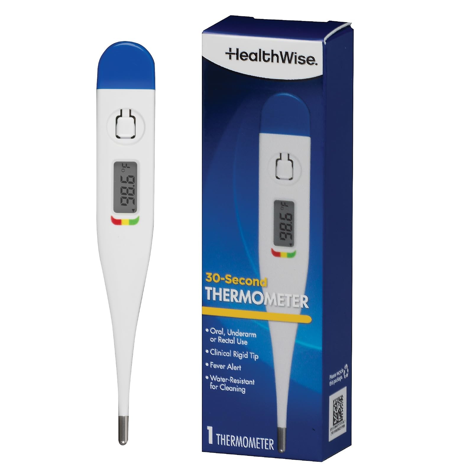 Digital Thermometer 30 Second Read Fever Indicator Rigid Tip Waterproof Probe