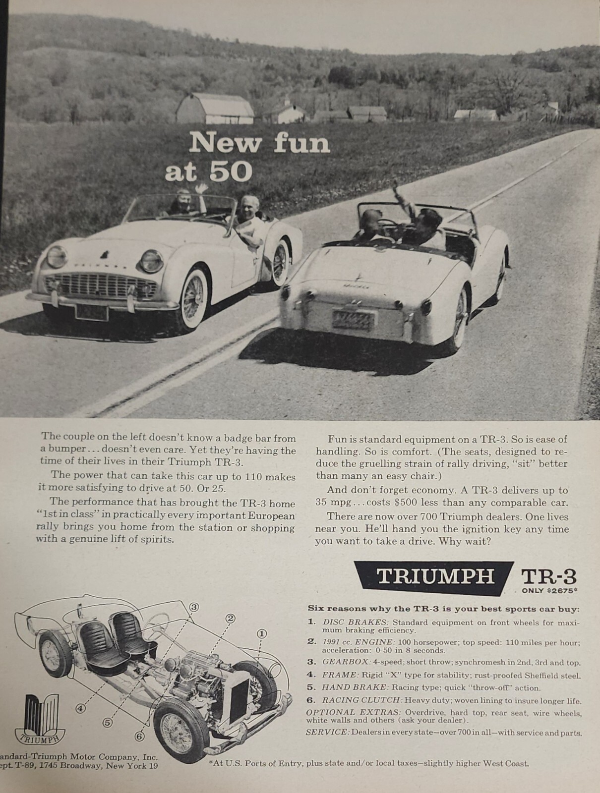 Triumph TR-3 TR 3 Magazine Ad Advertisement Picture Freeway Fun Vtg Art Decor