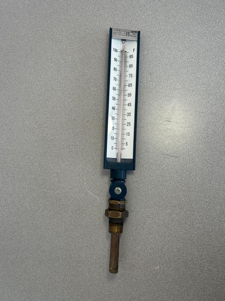 Trerice Industrial Thermometer 0-100 Degrees Fahrenheit (w/Bronze End)