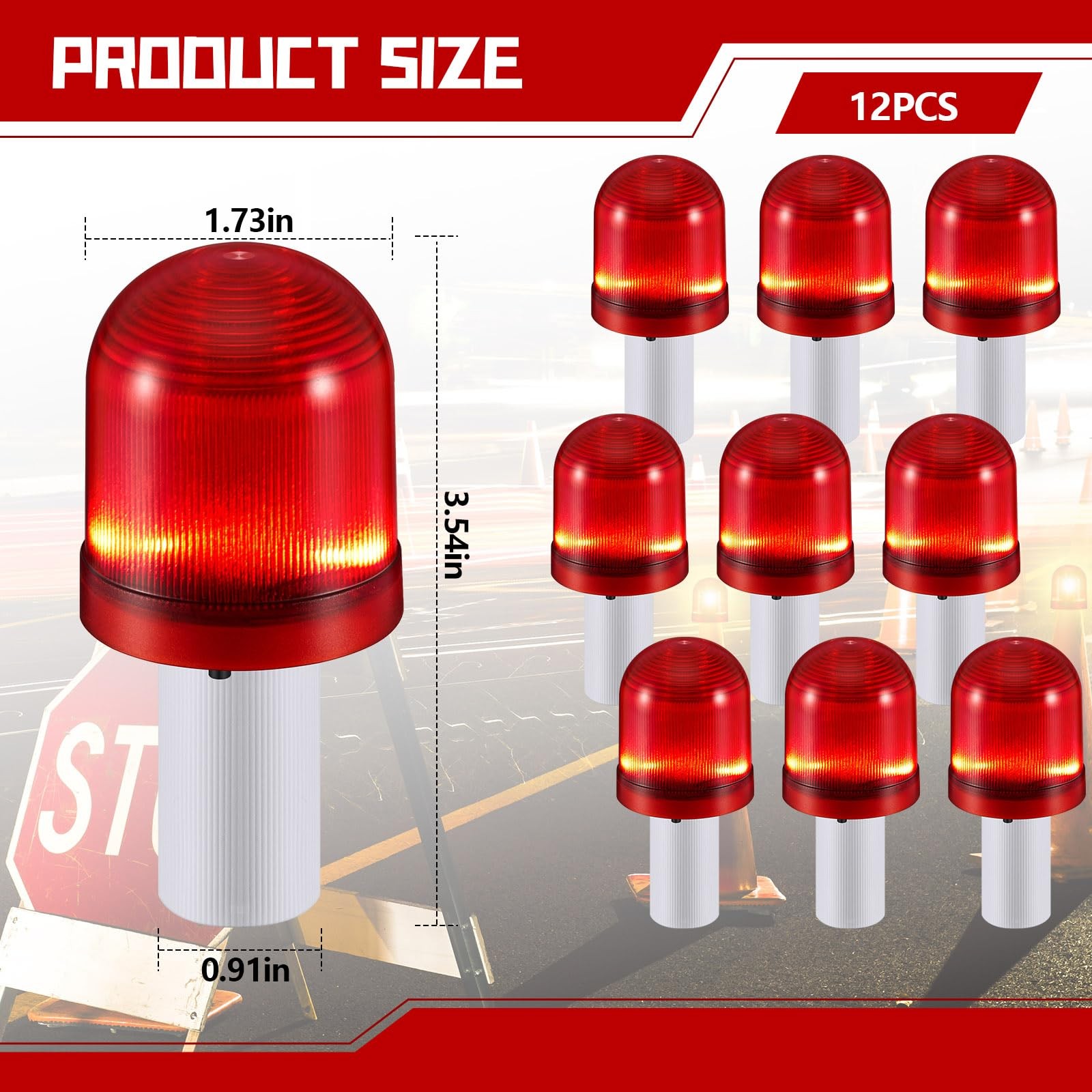 VIHOSE 12 Pcs LED Traffic Cone Lights Flasher with red and white