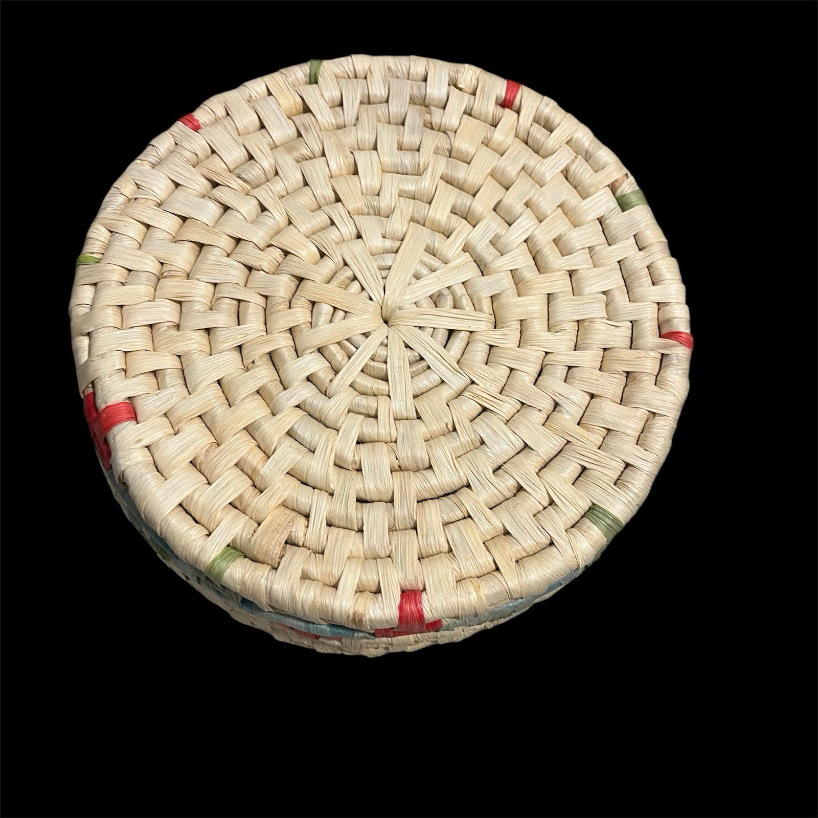 Coiled Woven Lidded Round Basket Pre-Owned.
